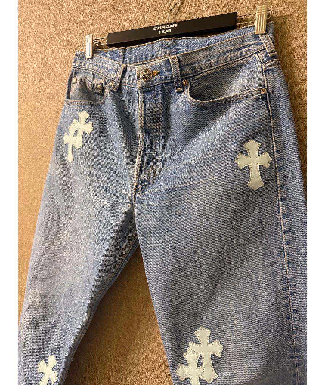CHROME HEARTS Голубые хлопковые прямые джинсы, фото 2
