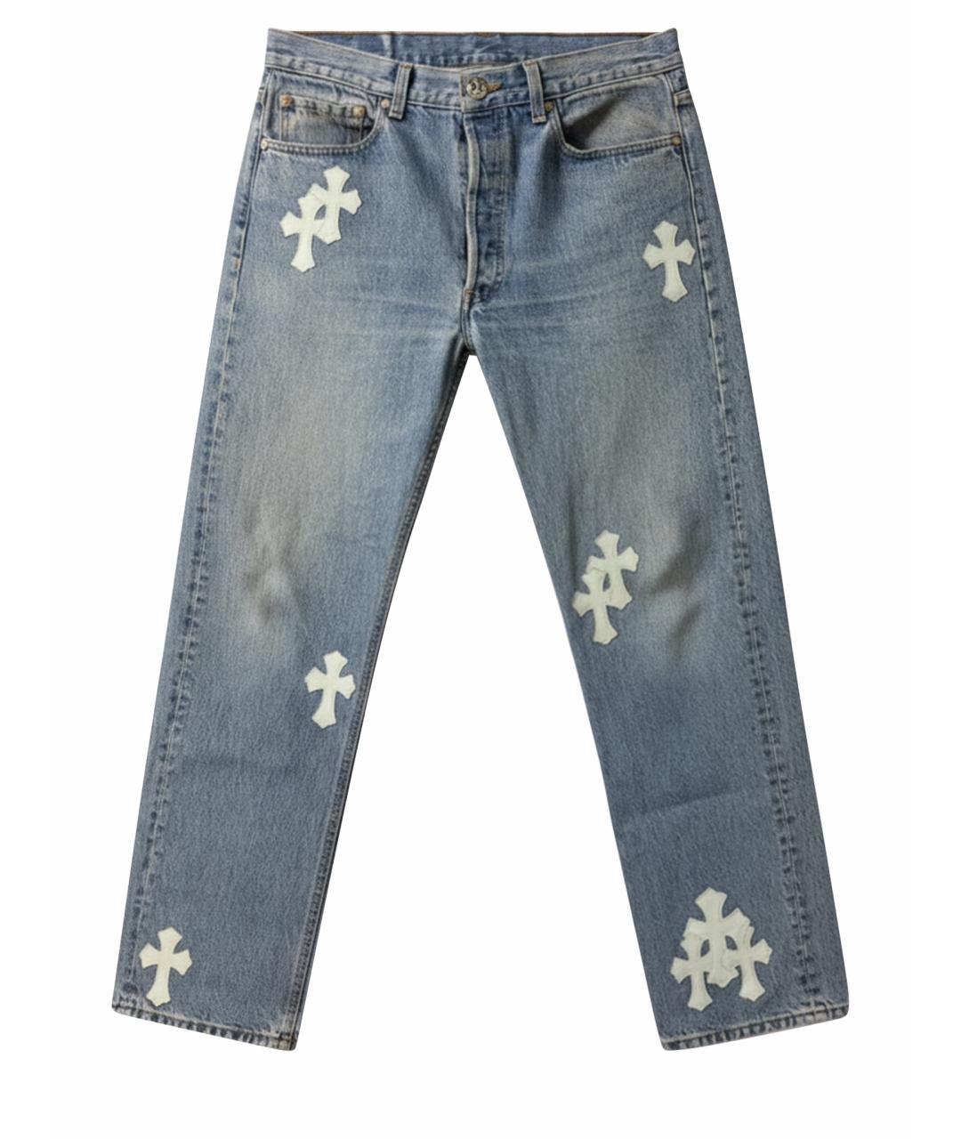 CHROME HEARTS Голубые хлопковые прямые джинсы, фото 7