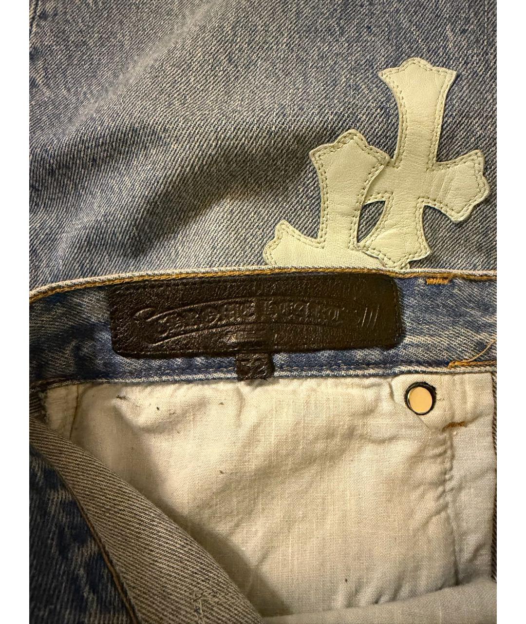 CHROME HEARTS Голубые хлопковые прямые джинсы, фото 5