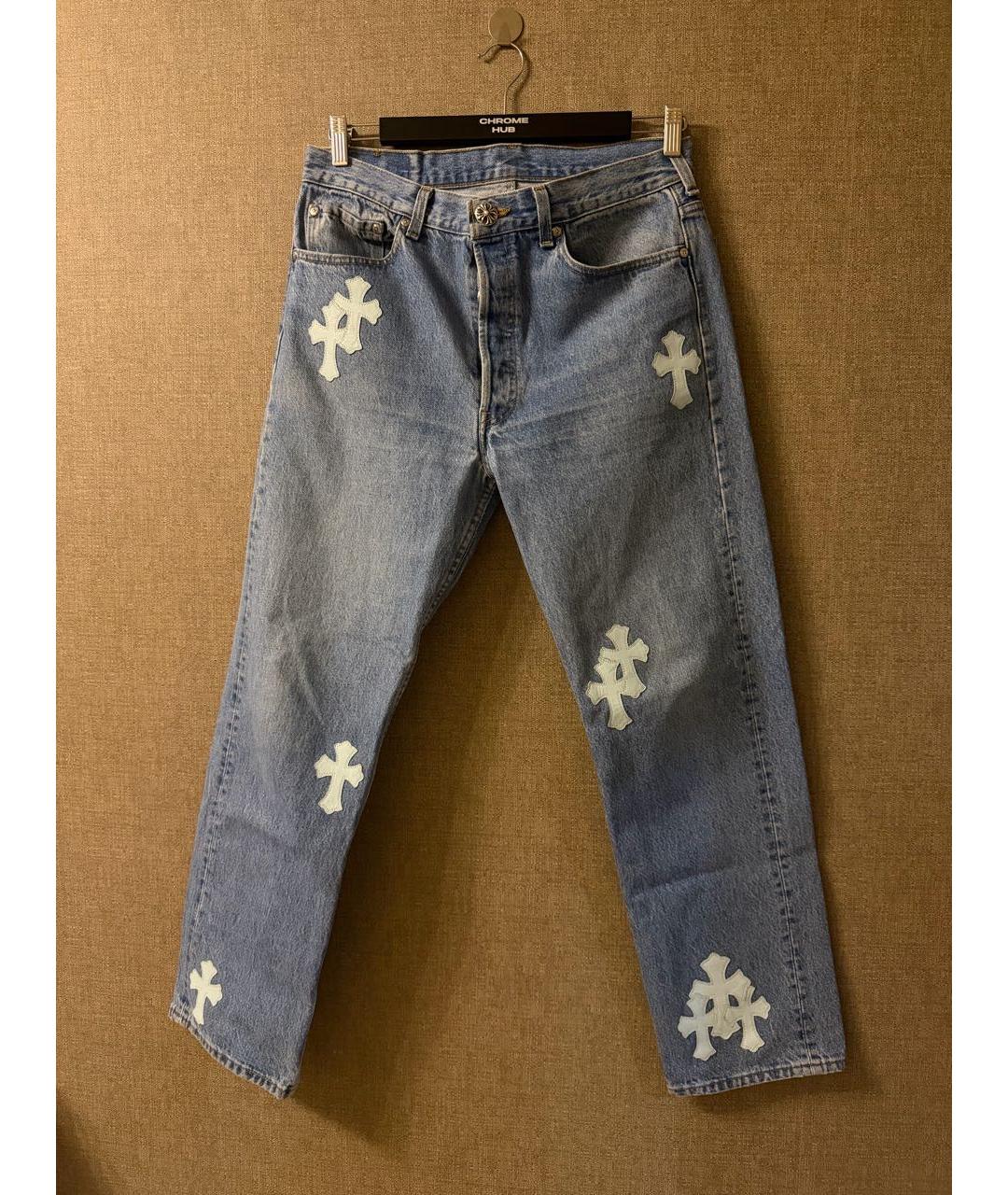 CHROME HEARTS Голубые хлопковые прямые джинсы, фото 6