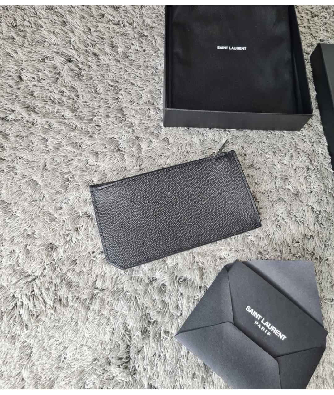 SAINT LAURENT Черный кожаный кардхолдер, фото 7