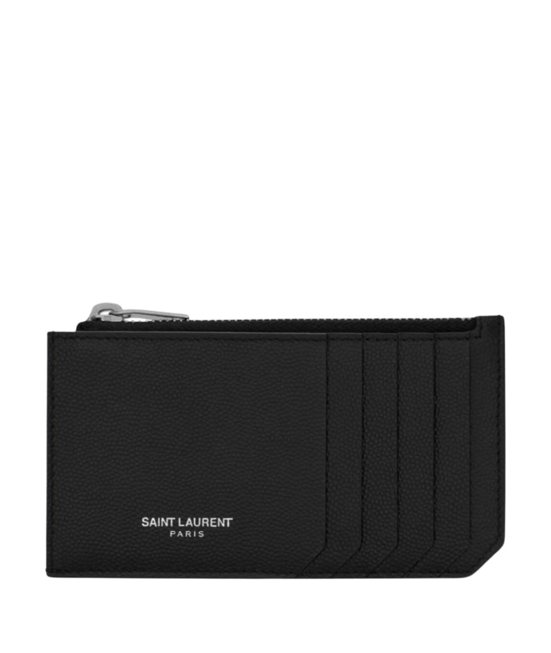 SAINT LAURENT Черный кожаный кардхолдер, фото 1