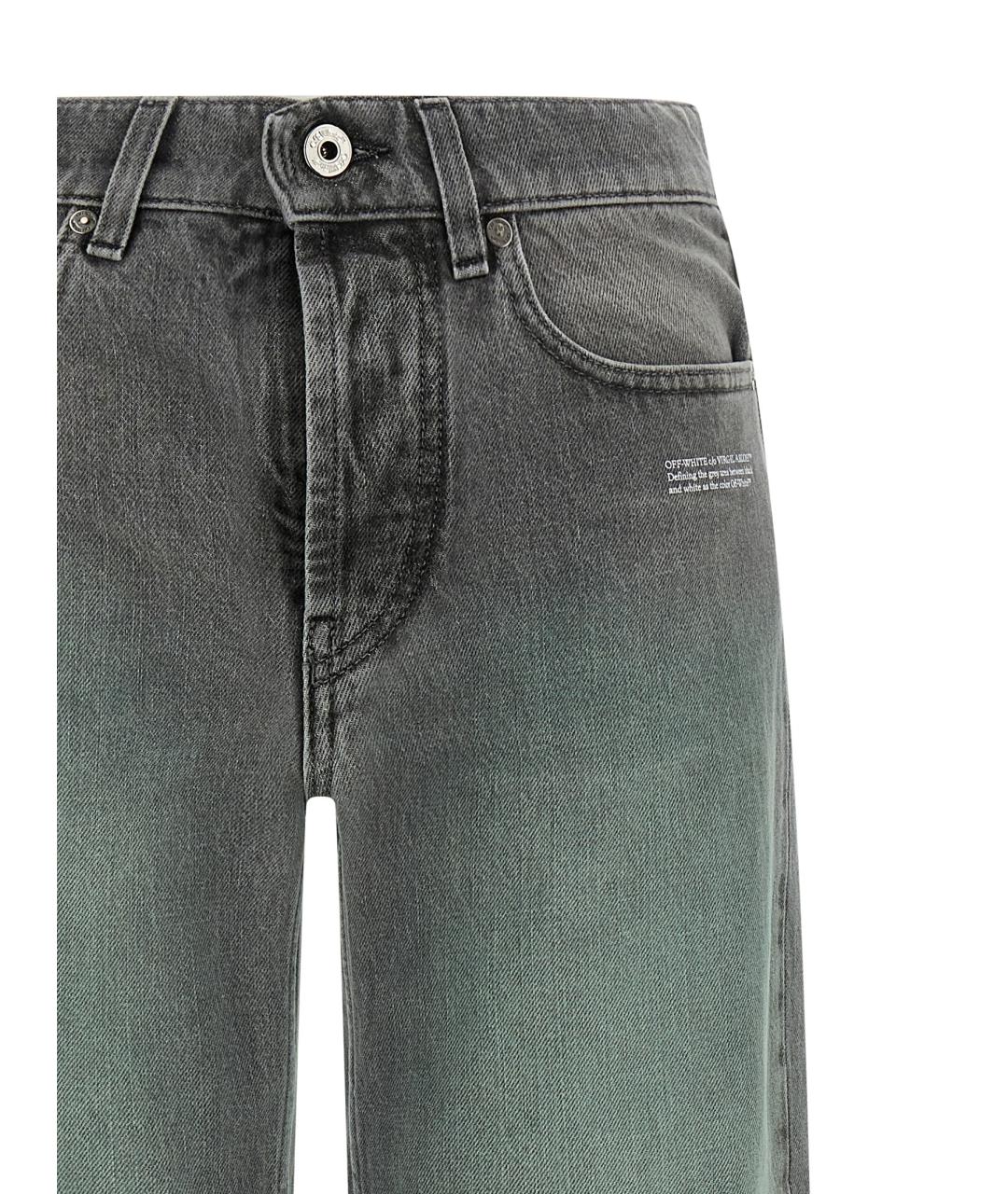 OFF-WHITE Серые хлопковые прямые джинсы, фото 3