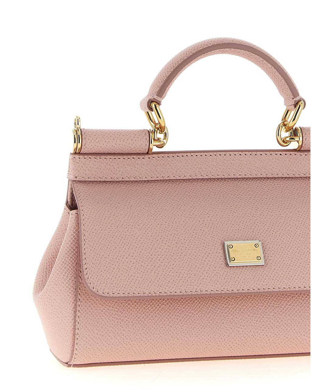 DOLCE&GABBANA Розовая кожаная сумка тоут, фото 3