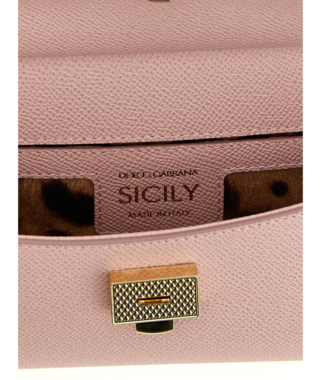 DOLCE&GABBANA Розовая кожаная сумка тоут, фото 4