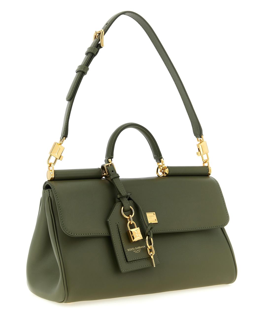DOLCE&GABBANA Зеленая кожаная сумка тоут, фото 3