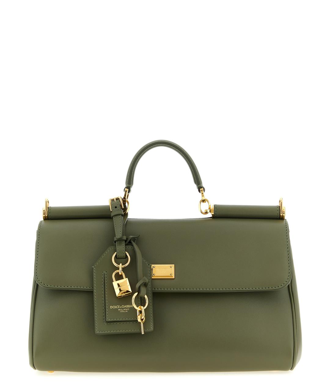 DOLCE&GABBANA Зеленая кожаная сумка тоут, фото 1