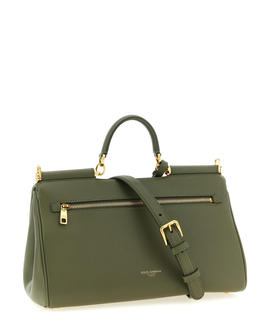 DOLCE&GABBANA Зеленая кожаная сумка тоут, фото 2