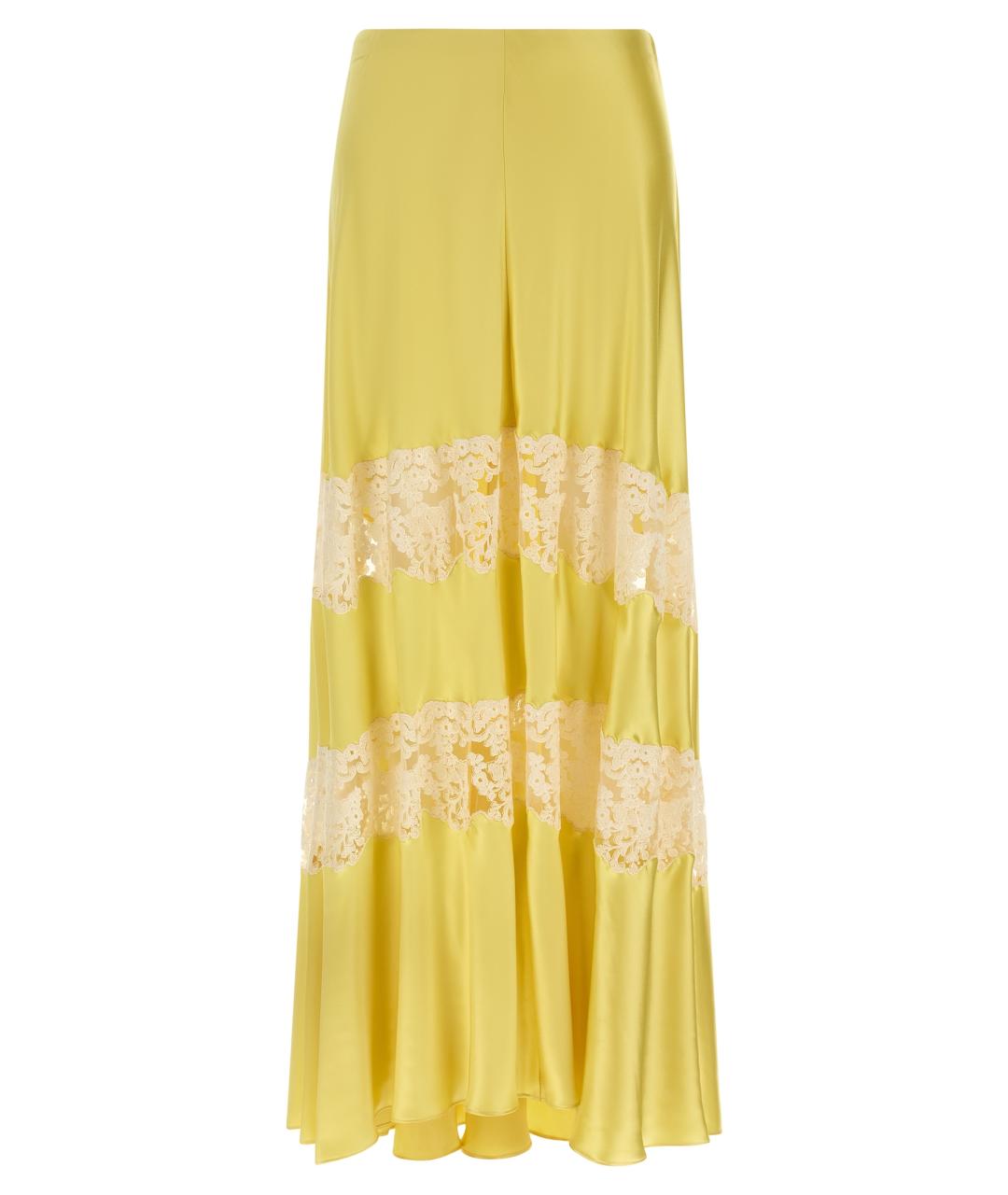 ALBERTA FERRETTI Желтая вискозная юбка макси, фото 1