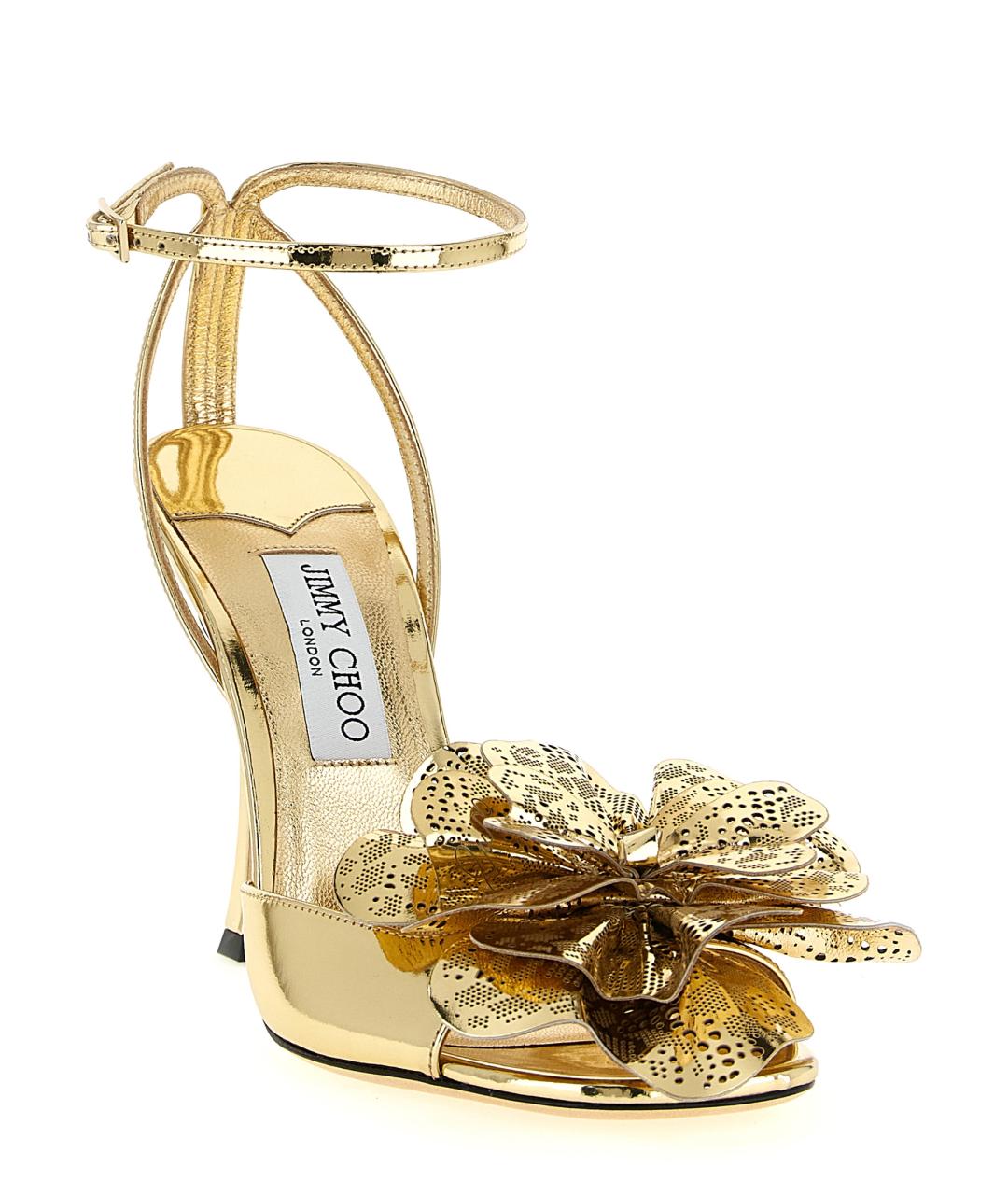 JIMMY CHOO Золотые кожаные босоножки, фото 2