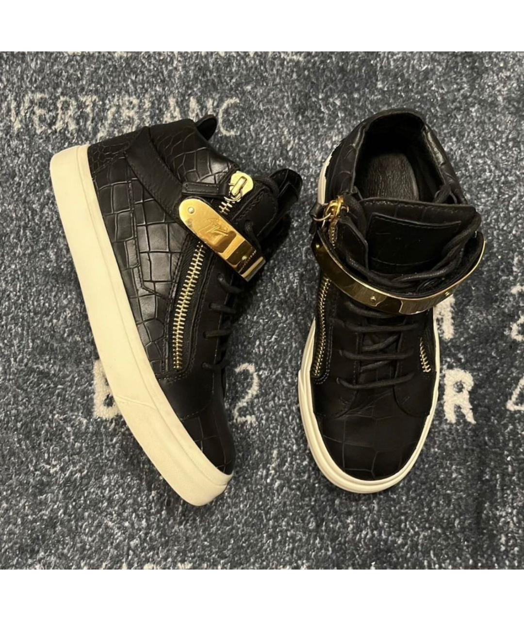 GIUSEPPE ZANOTTI DESIGN Черные кожаные кроссовки, фото 8