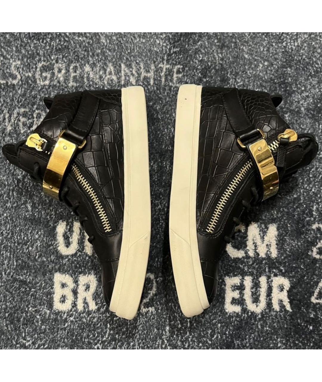 GIUSEPPE ZANOTTI DESIGN Черные кожаные кроссовки, фото 2