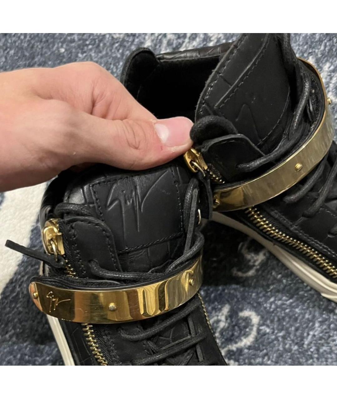 GIUSEPPE ZANOTTI DESIGN Черные кожаные кроссовки, фото 4