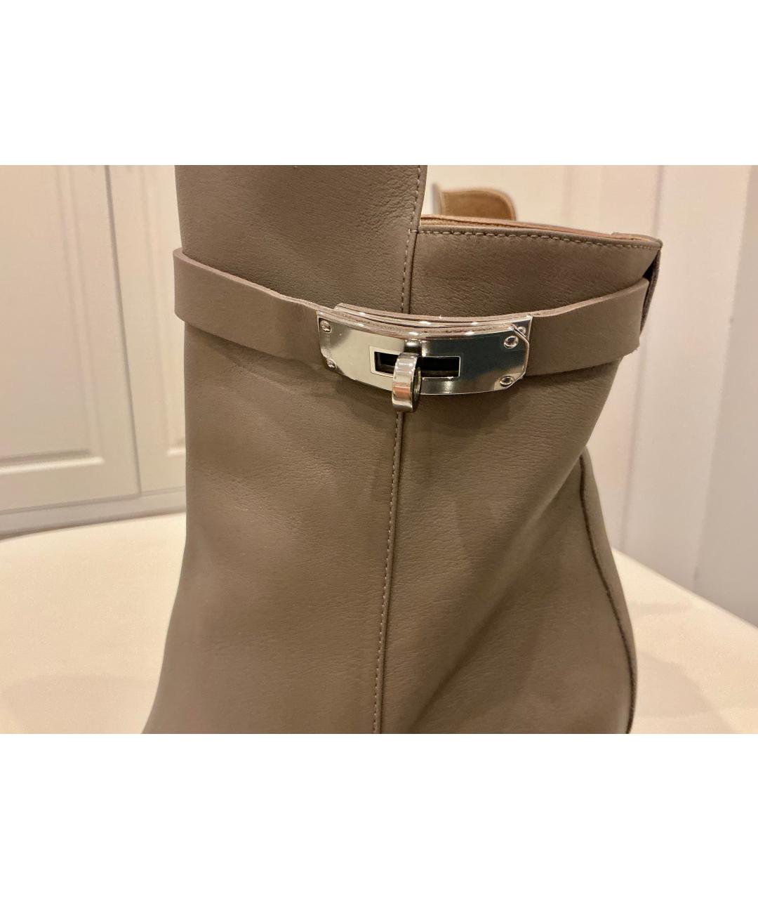 HERMES Бежевые кожаные полусапоги, фото 4