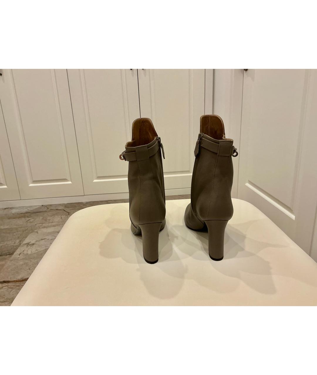 HERMES Бежевые кожаные полусапоги, фото 3