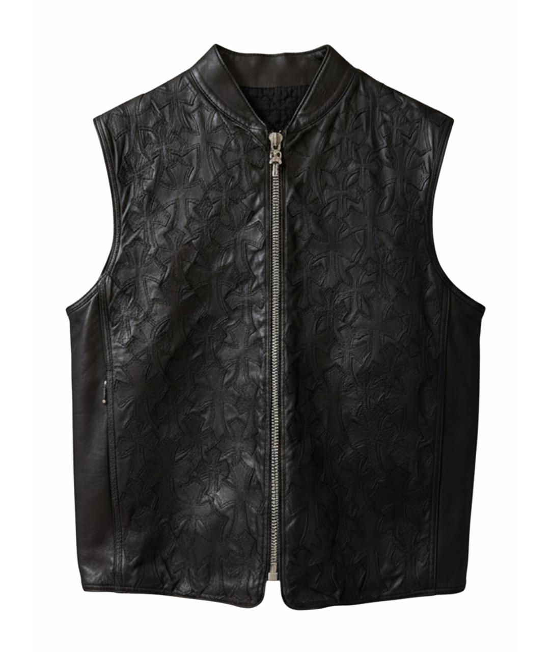 CHROME HEARTS Черный кожаный жилет, фото 1