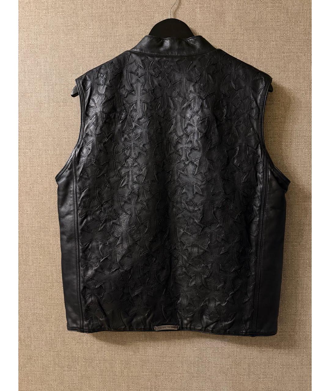 CHROME HEARTS Черный кожаный жилет, фото 3