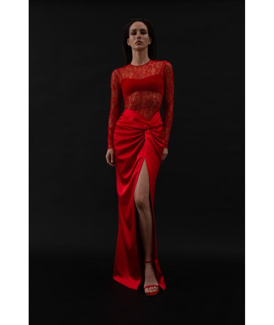 RASARIO Красное атласное вечернее платье, фото 3