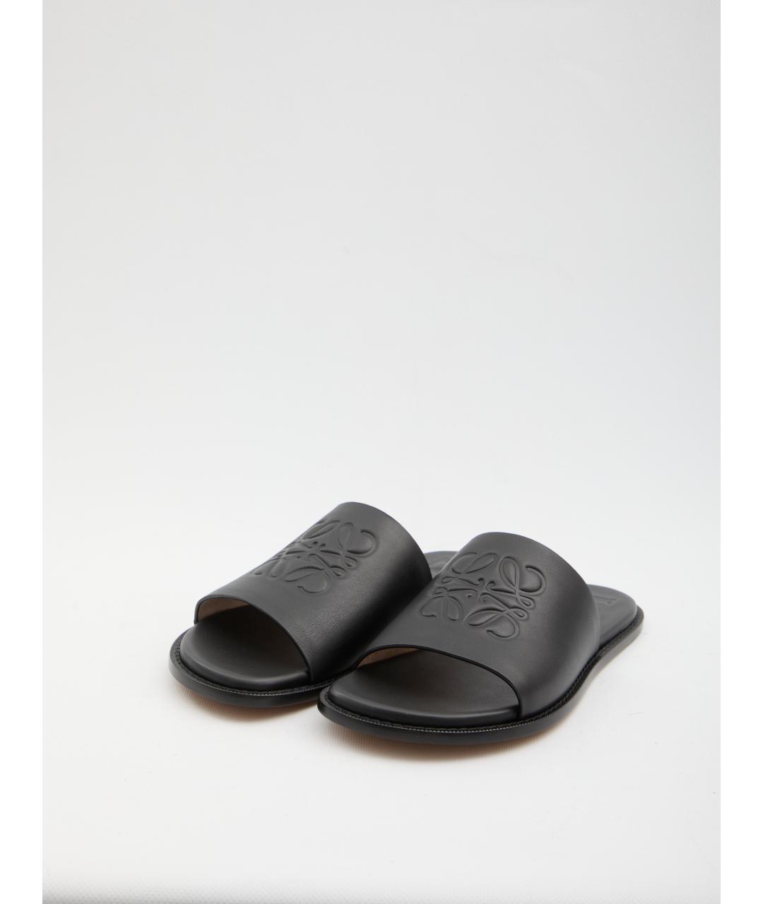 LOEWE Черные кожаные шлепанцы, фото 2