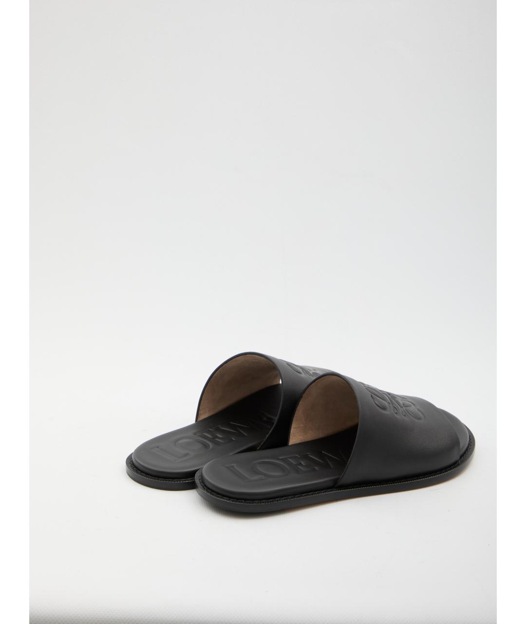 LOEWE Черные кожаные шлепанцы, фото 3