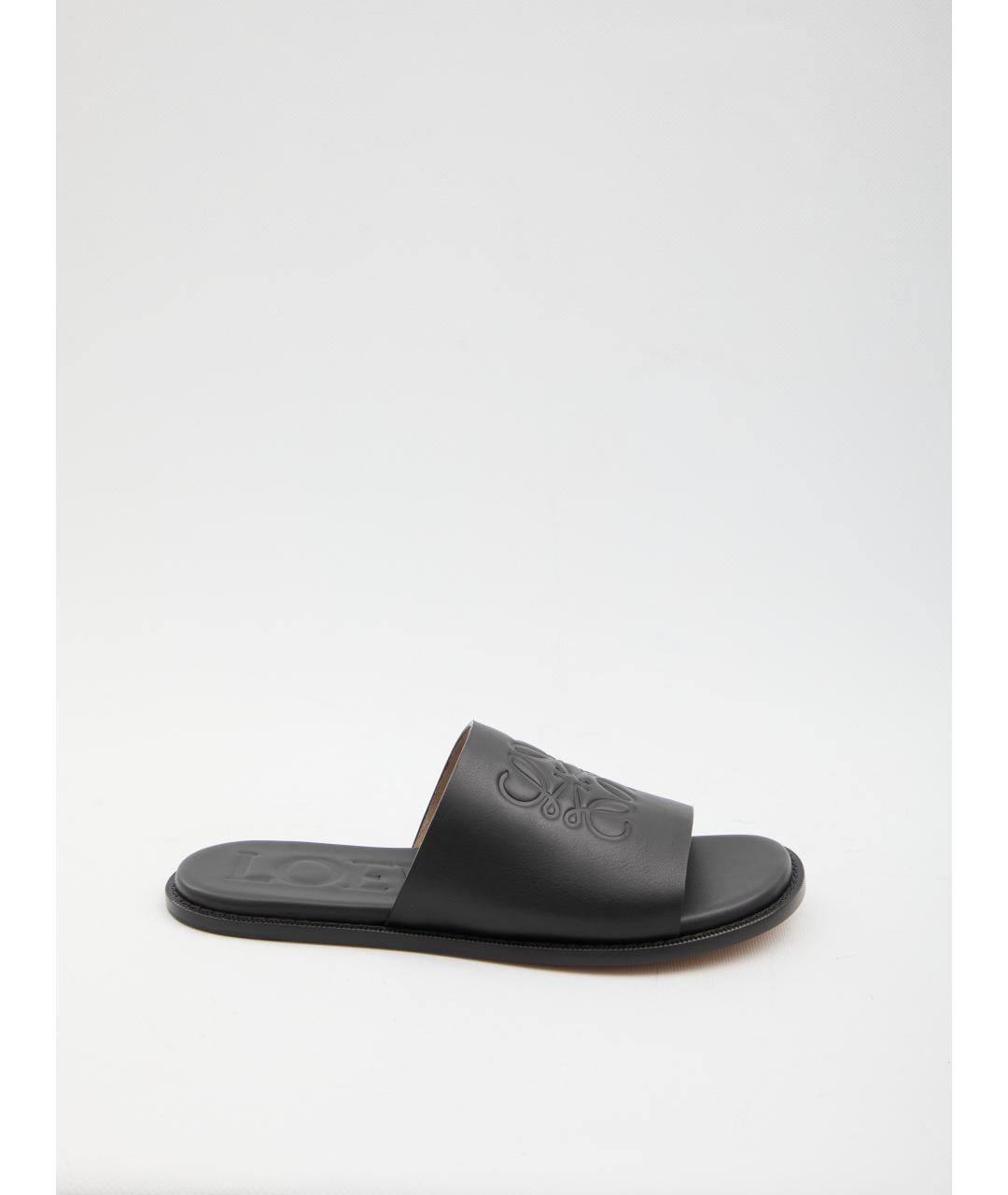 LOEWE Черные кожаные шлепанцы, фото 6