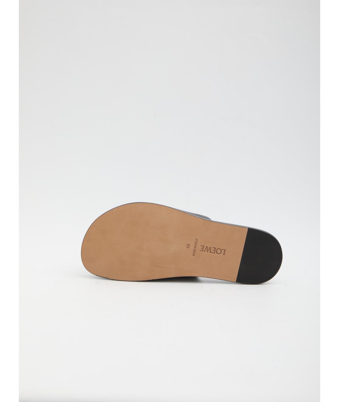 LOEWE Черные кожаные шлепанцы, фото 4