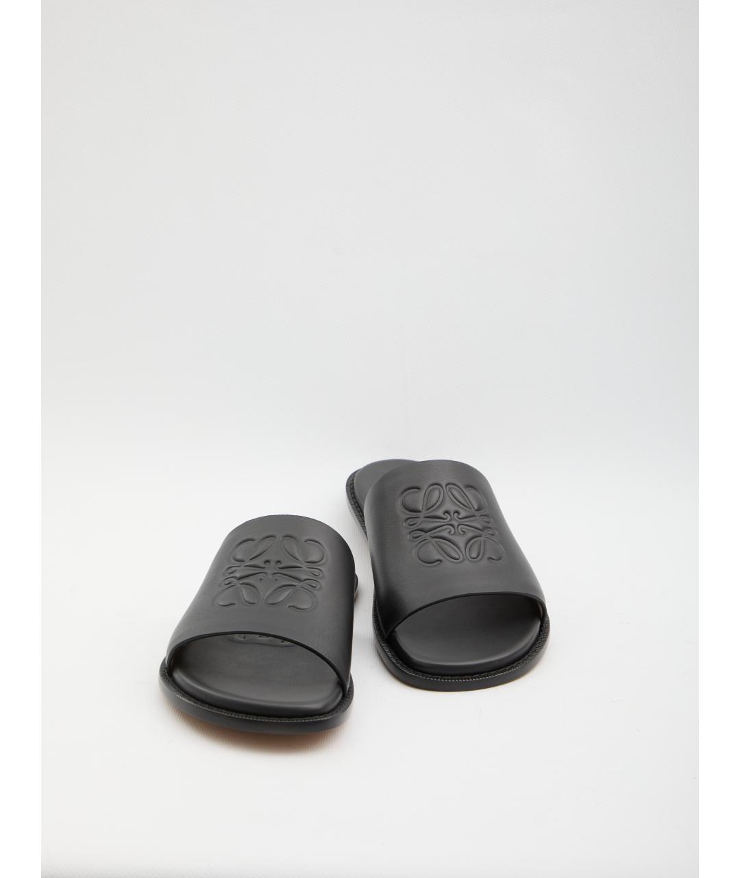 LOEWE Черные кожаные шлепанцы, фото 5