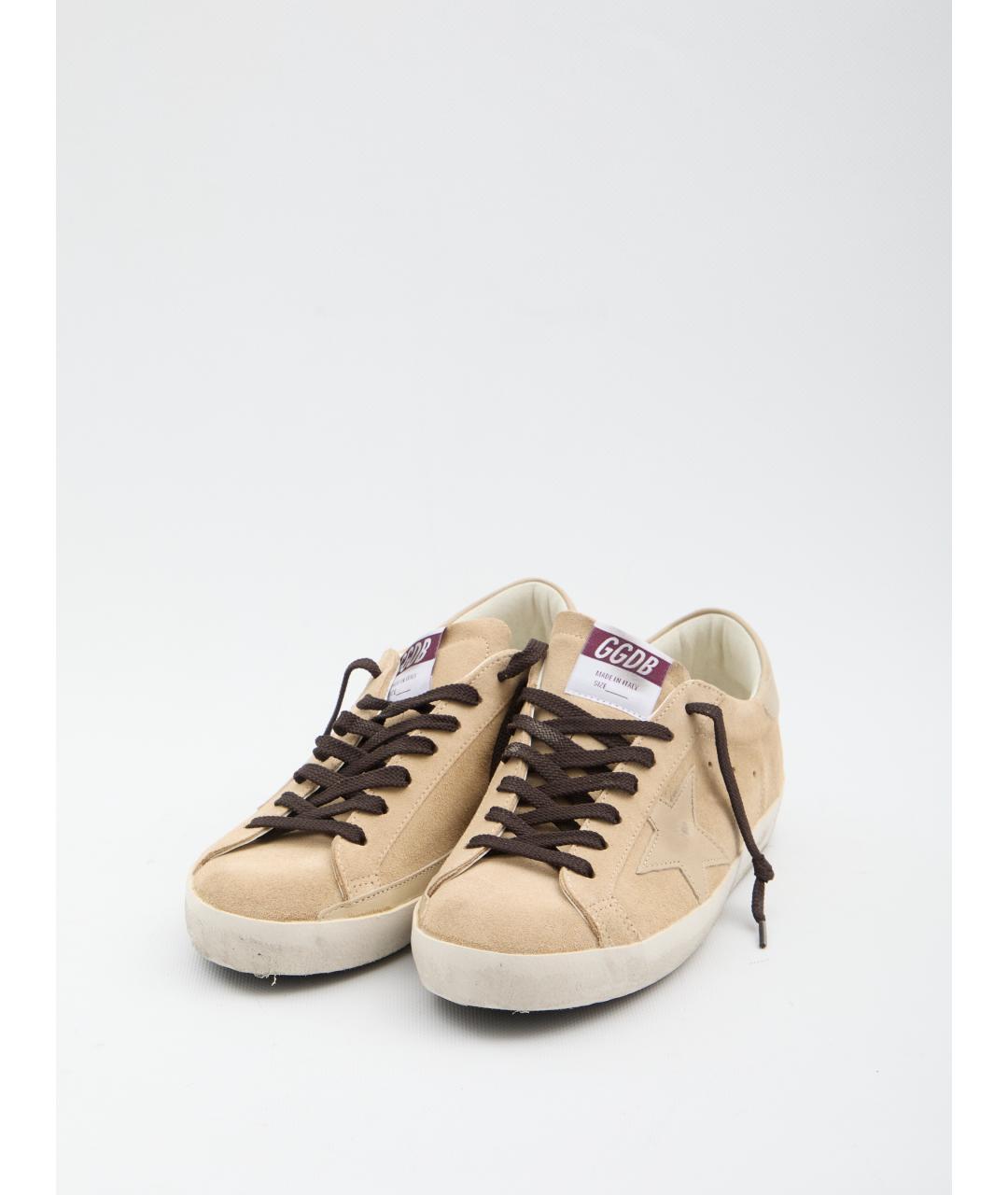 GOLDEN GOOSE DELUXE BRAND Бежевые замшевые низкие кроссовки / кеды, фото 2
