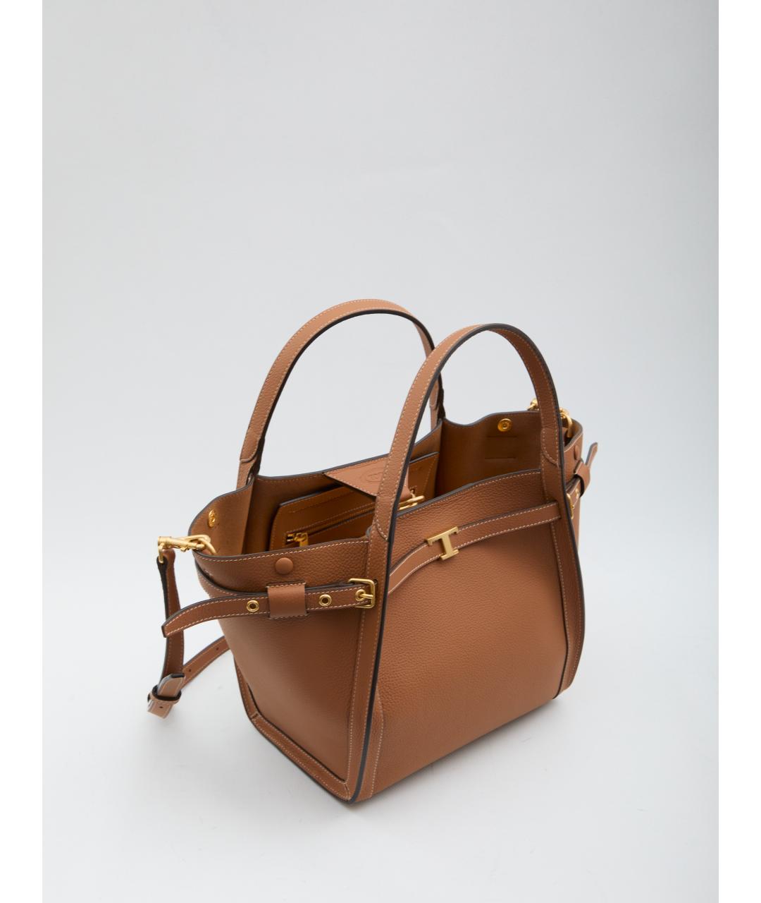TOD'S Коричневая кожаная сумка тоут, фото 4