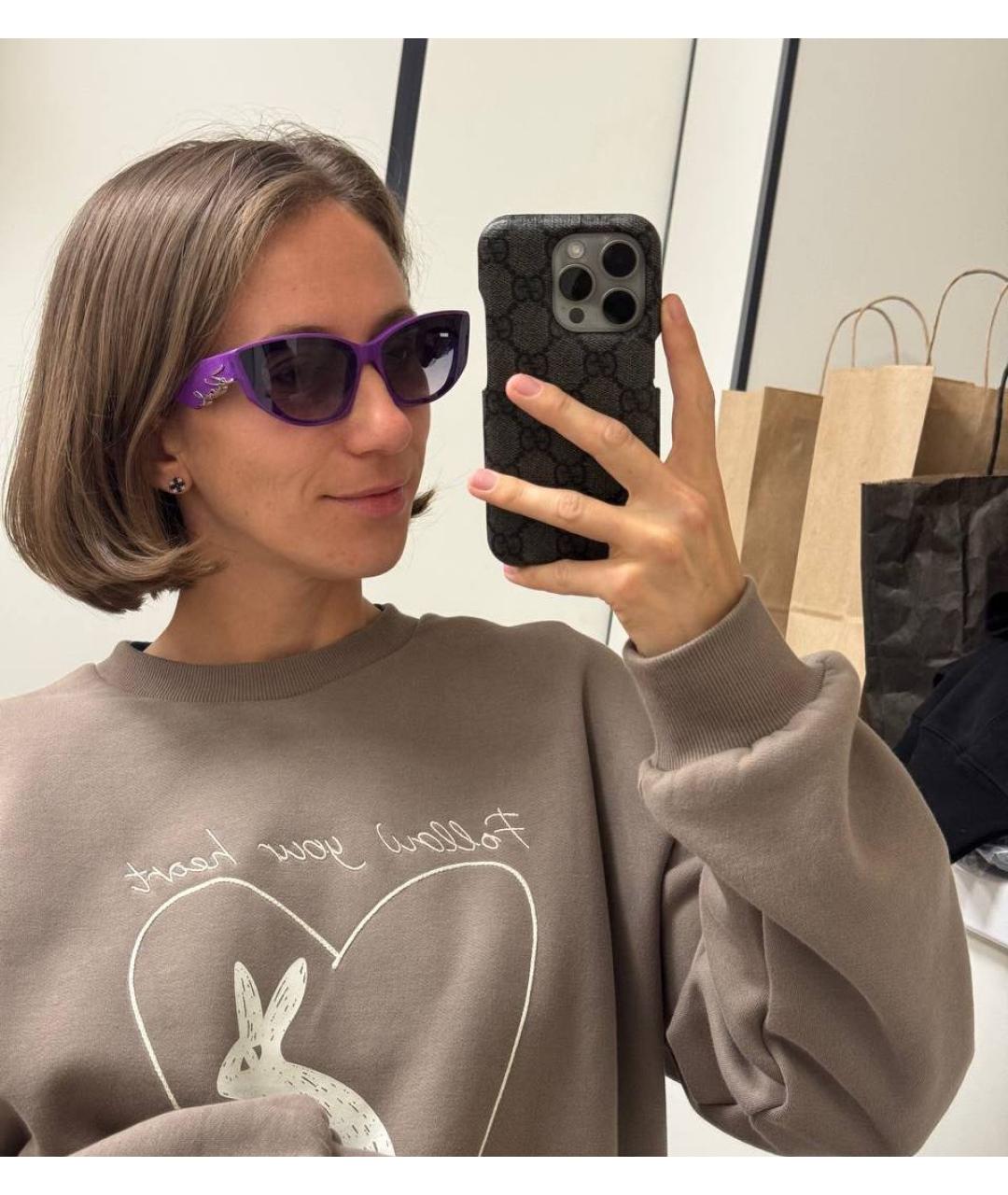 KARL LAGERFELD Фиолетовые пластиковые солнцезащитные очки, фото 5