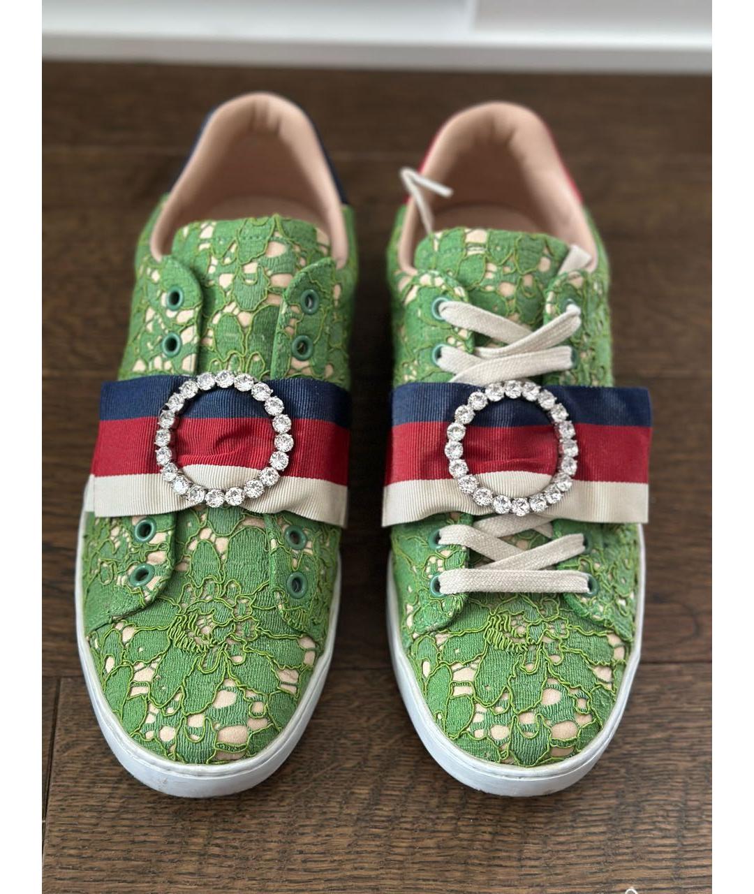 GUCCI Зеленые текстильные кеды, фото 3