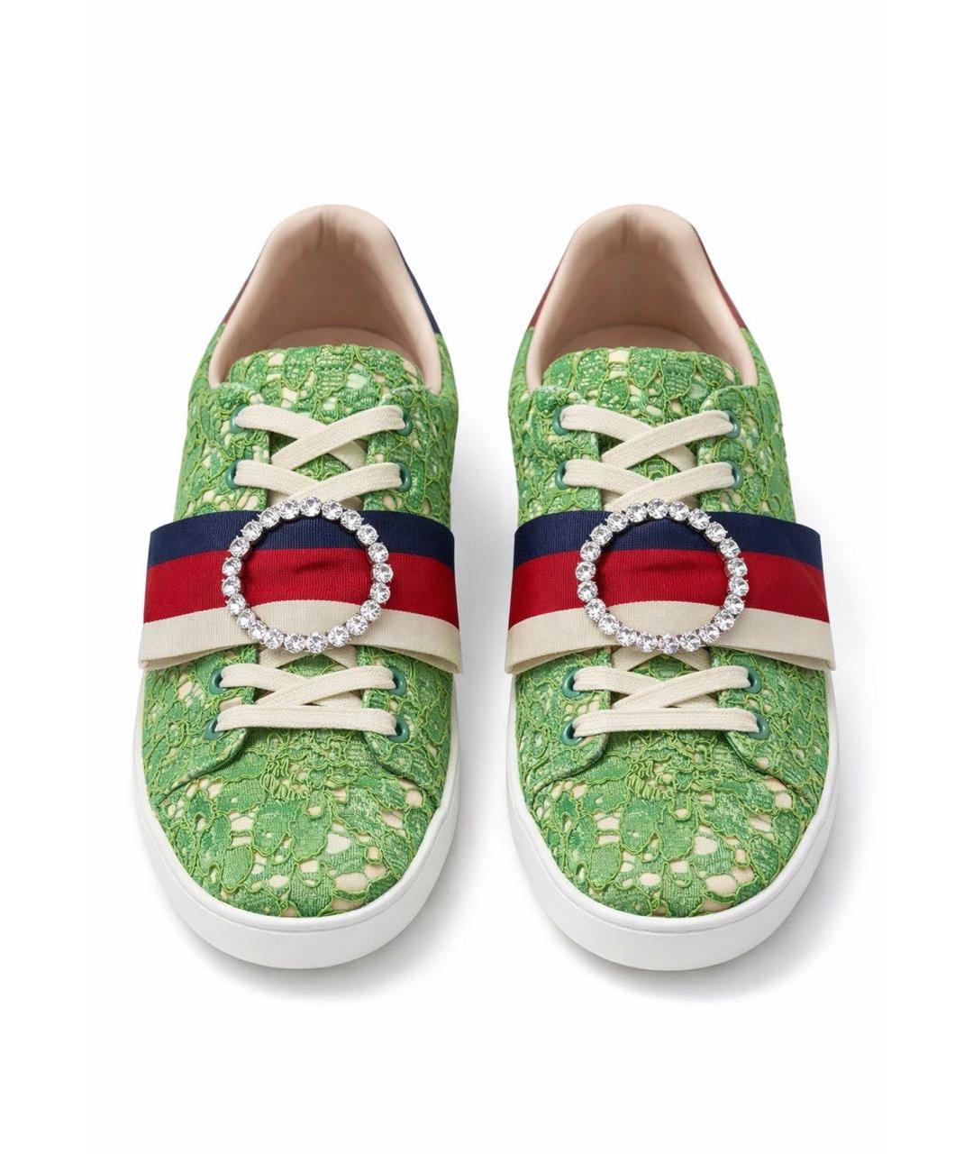 GUCCI Зеленые текстильные кеды, фото 2