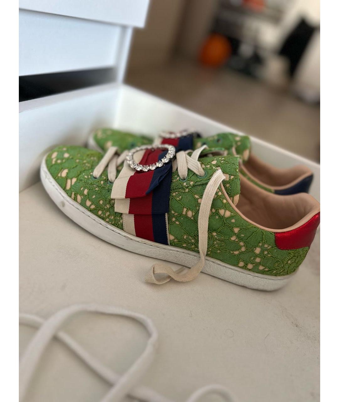 GUCCI Зеленые текстильные кеды, фото 6