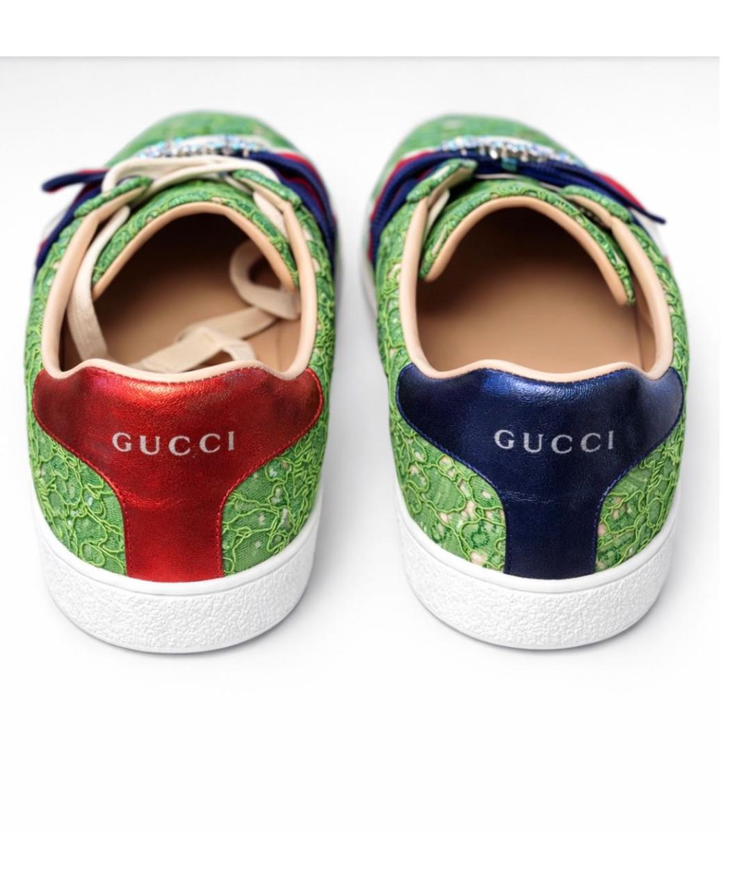 GUCCI Зеленые текстильные кеды, фото 4