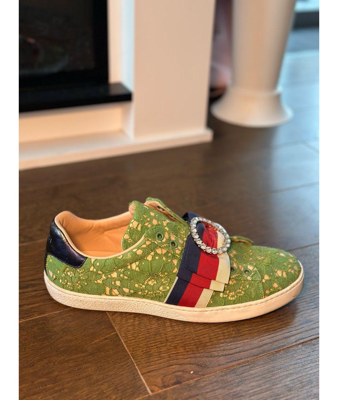 GUCCI Зеленые текстильные кеды, фото 5