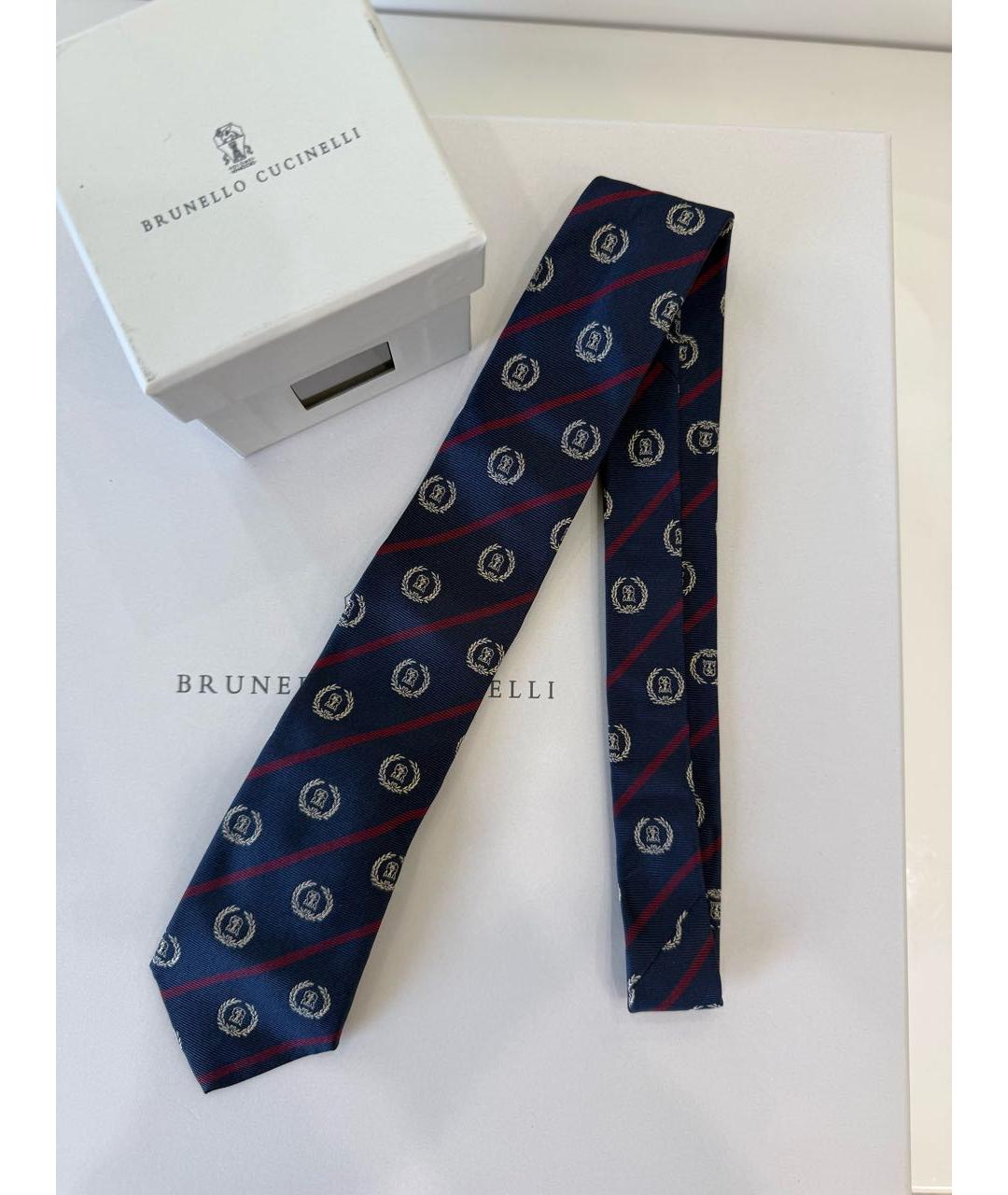 BRUNELLO CUCINELLI Темно-синий шелковый бабочка/галстук, фото 5