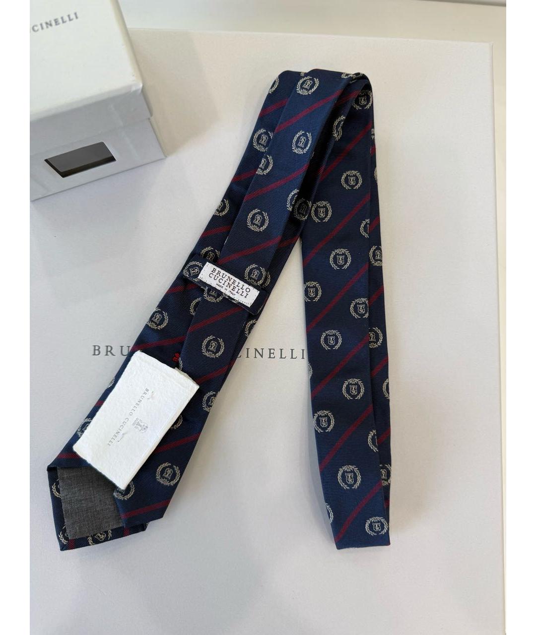 BRUNELLO CUCINELLI Темно-синий шелковый бабочка/галстук, фото 2