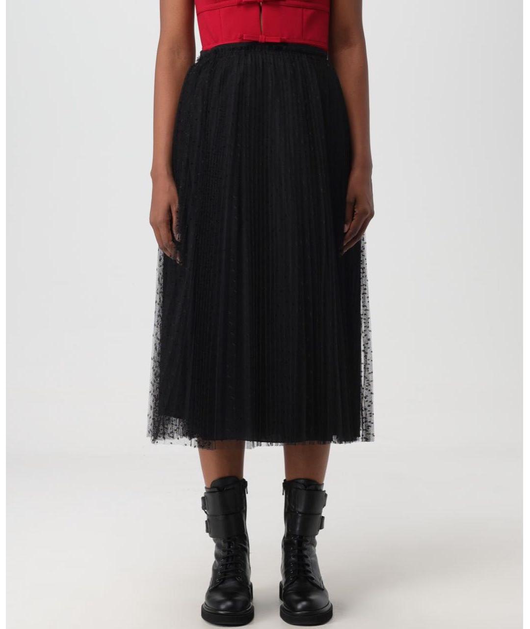 RED VALENTINO Черная полиамидовая юбка миди, фото 9
