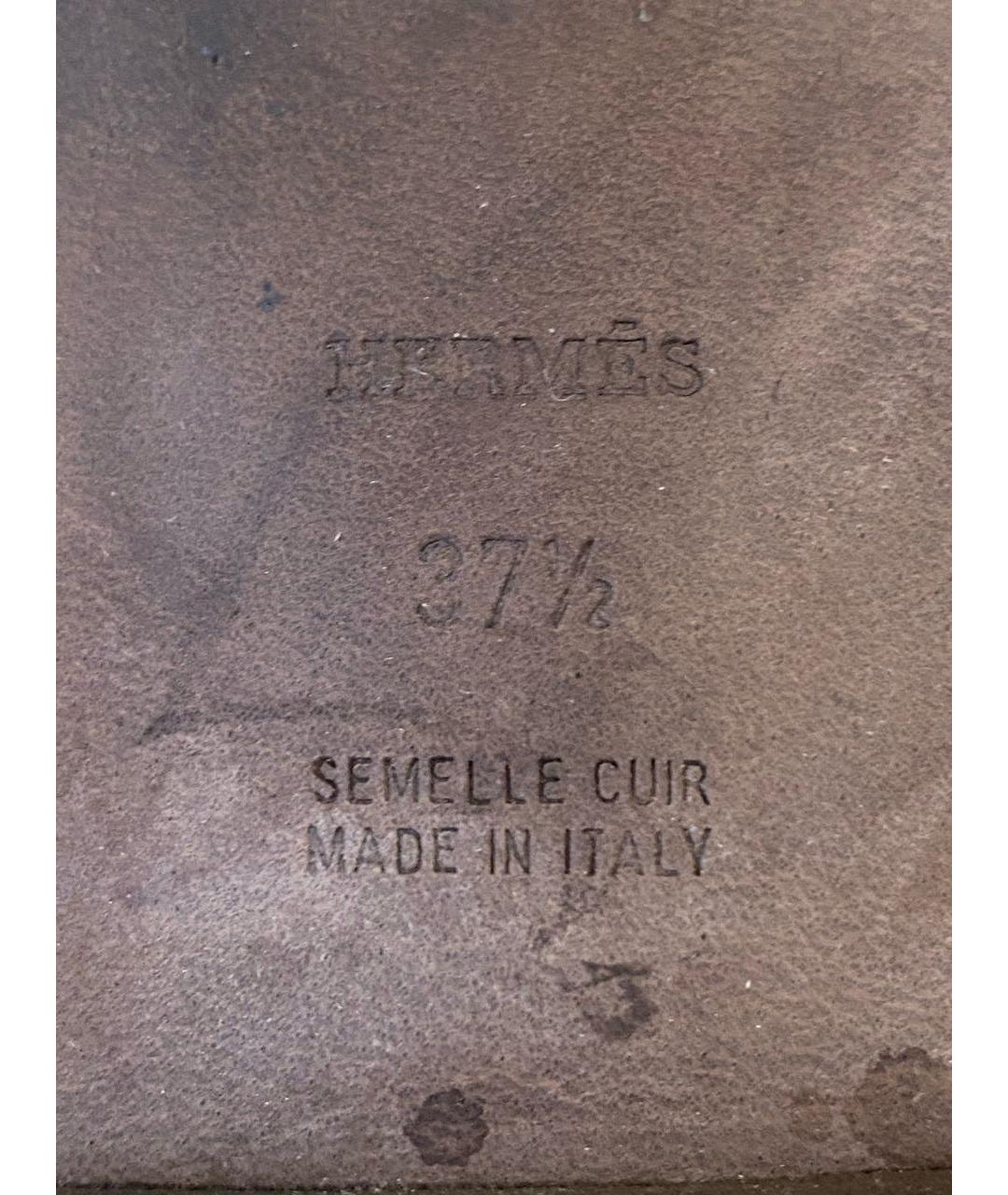 HERMES Черные кожаные шлепанцы, фото 5