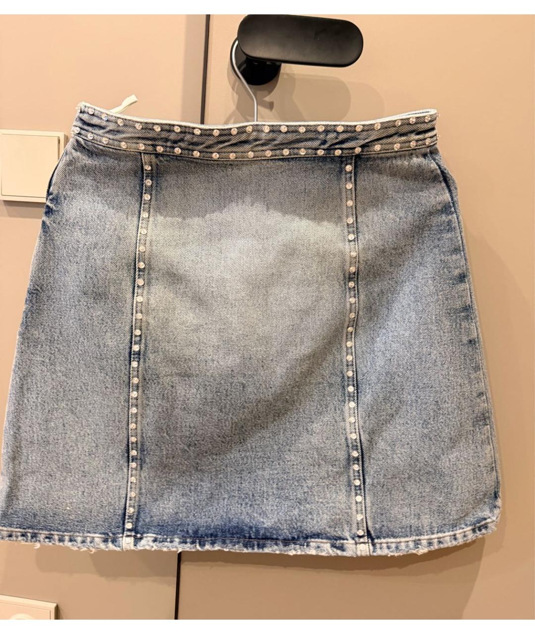 MIU MIU Голубая деним юбка мини, фото 2