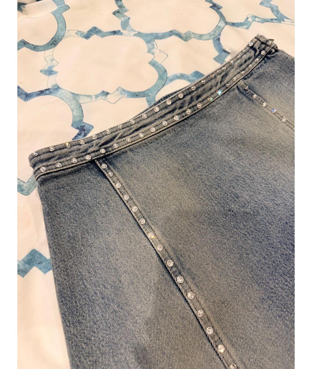 MIU MIU Голубая деним юбка мини, фото 4