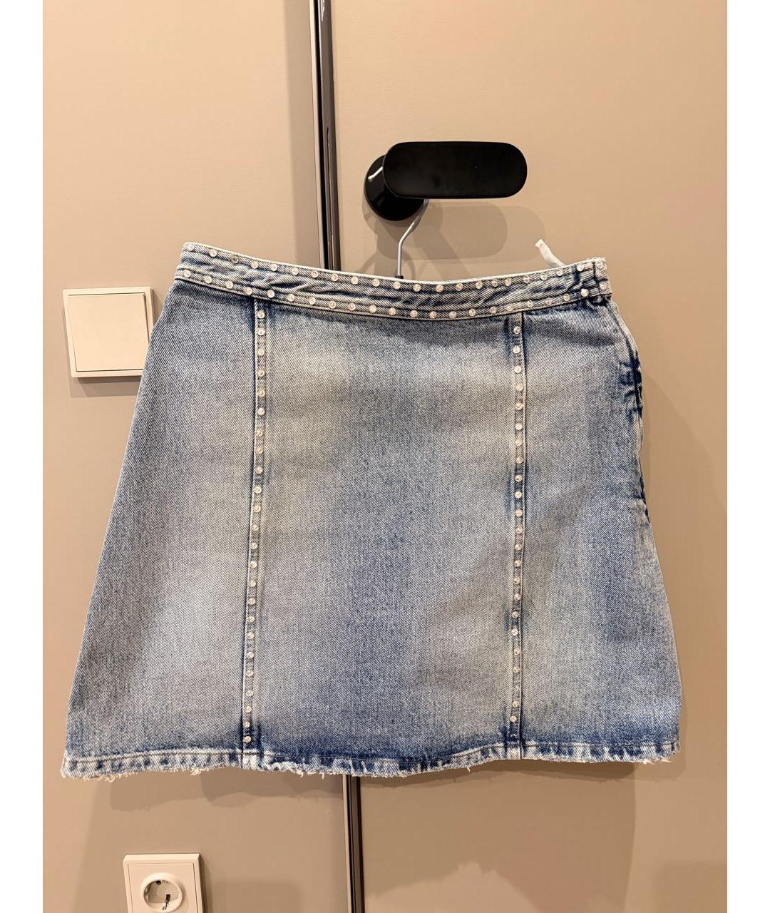 MIU MIU Голубая деним юбка мини, фото 5