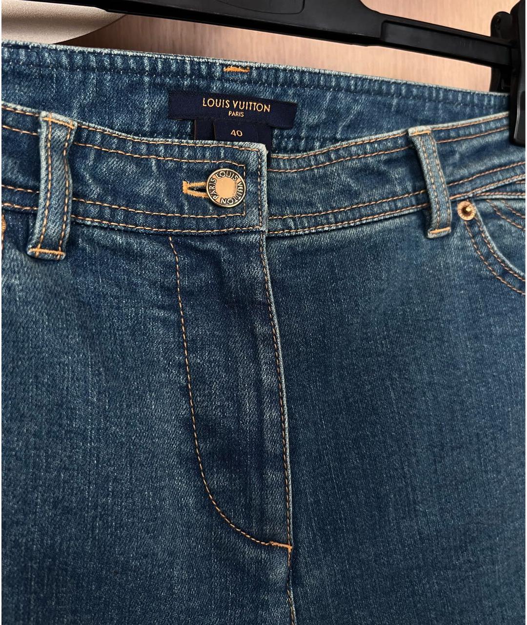 LOUIS VUITTON Синие хлопковые джинсы слим, фото 6