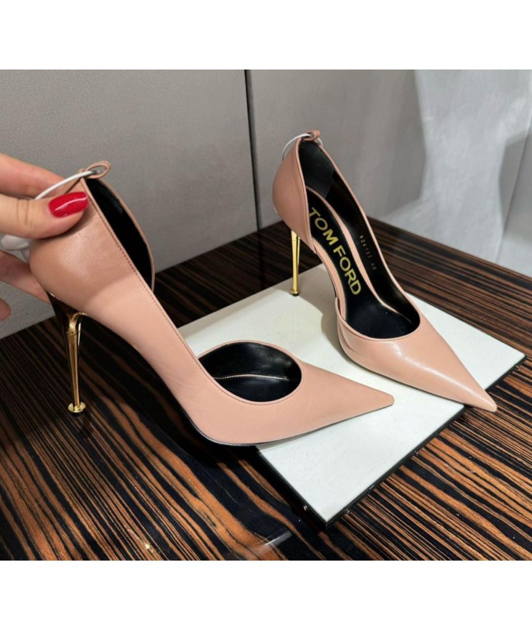 TOM FORD Бежевые кожаные туфли, фото 8