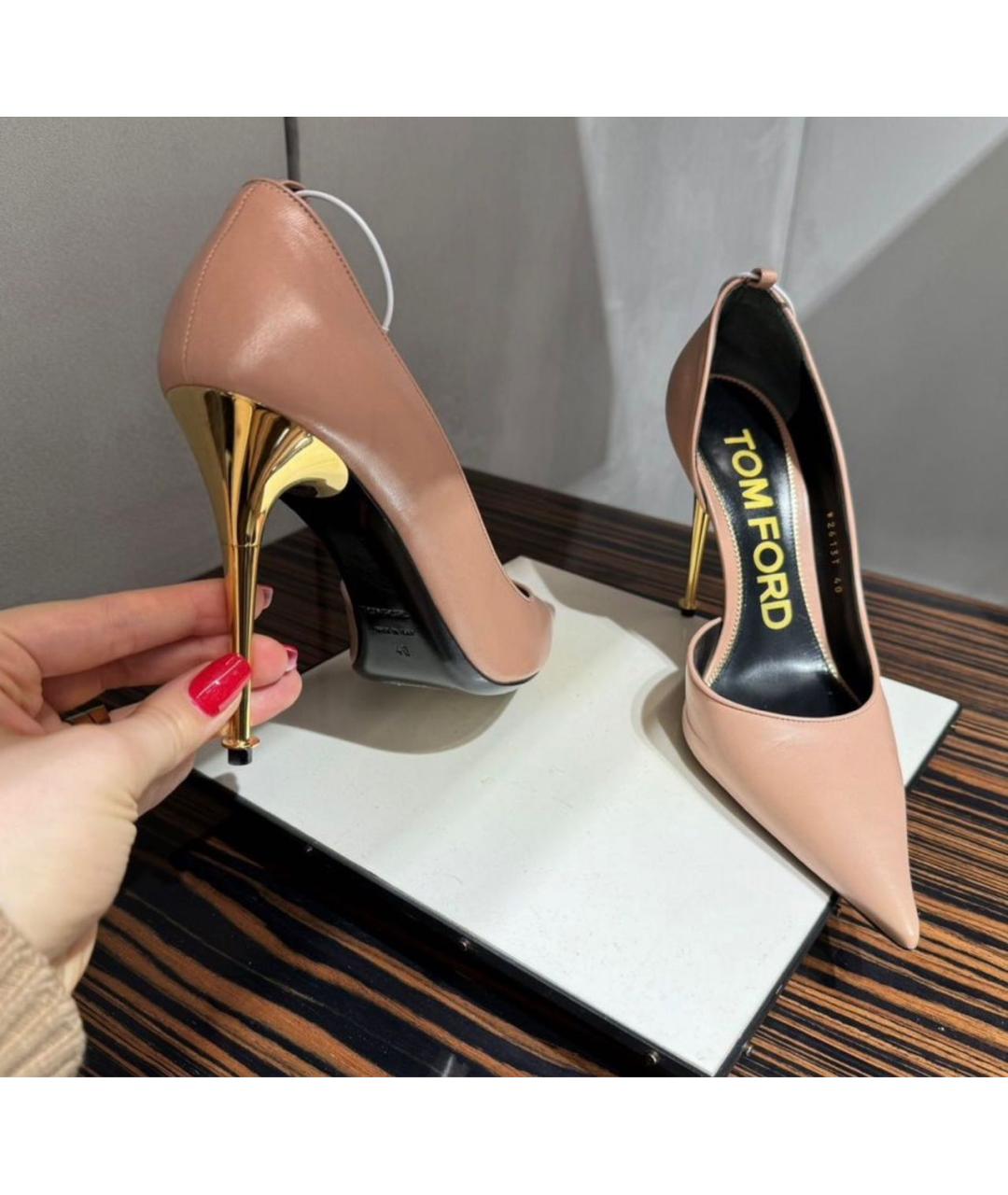 TOM FORD Бежевые кожаные туфли, фото 4