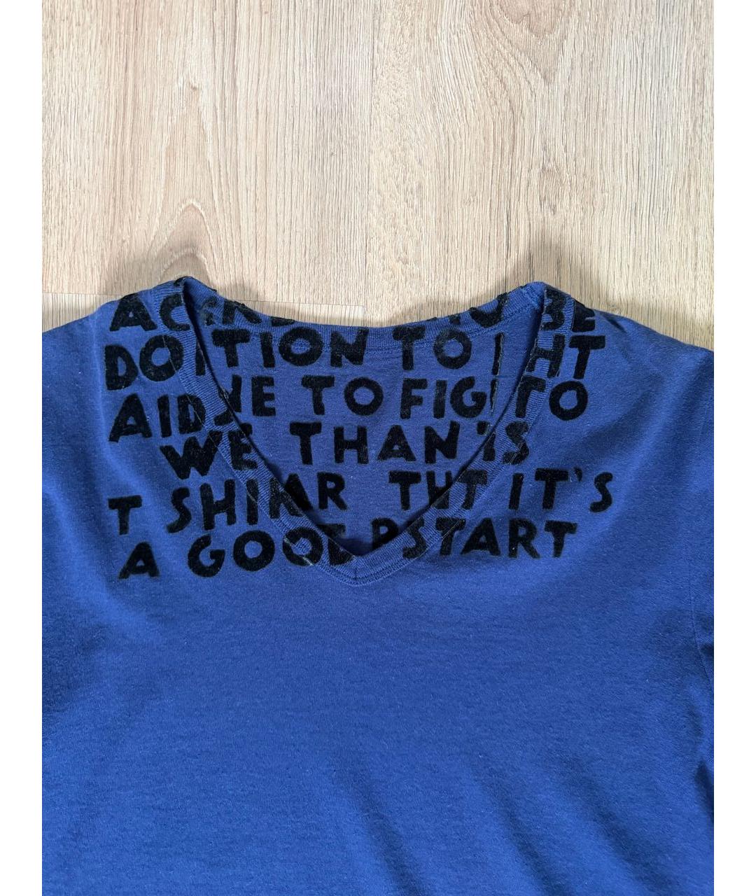 MAISON MARGIELA Синяя хлопковая футболка, фото 3
