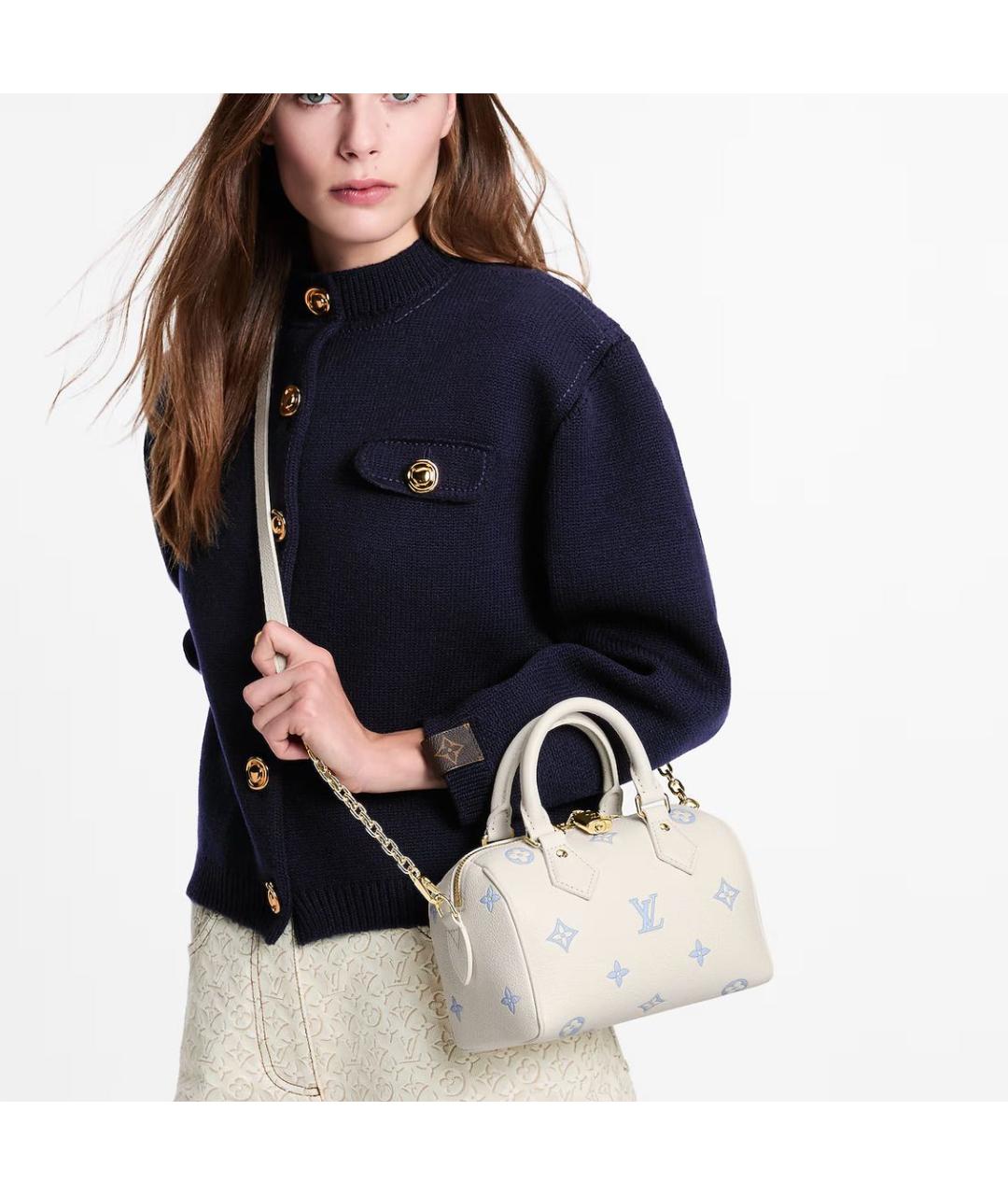 LOUIS VUITTON Белая кожаная сумка тоут, фото 4