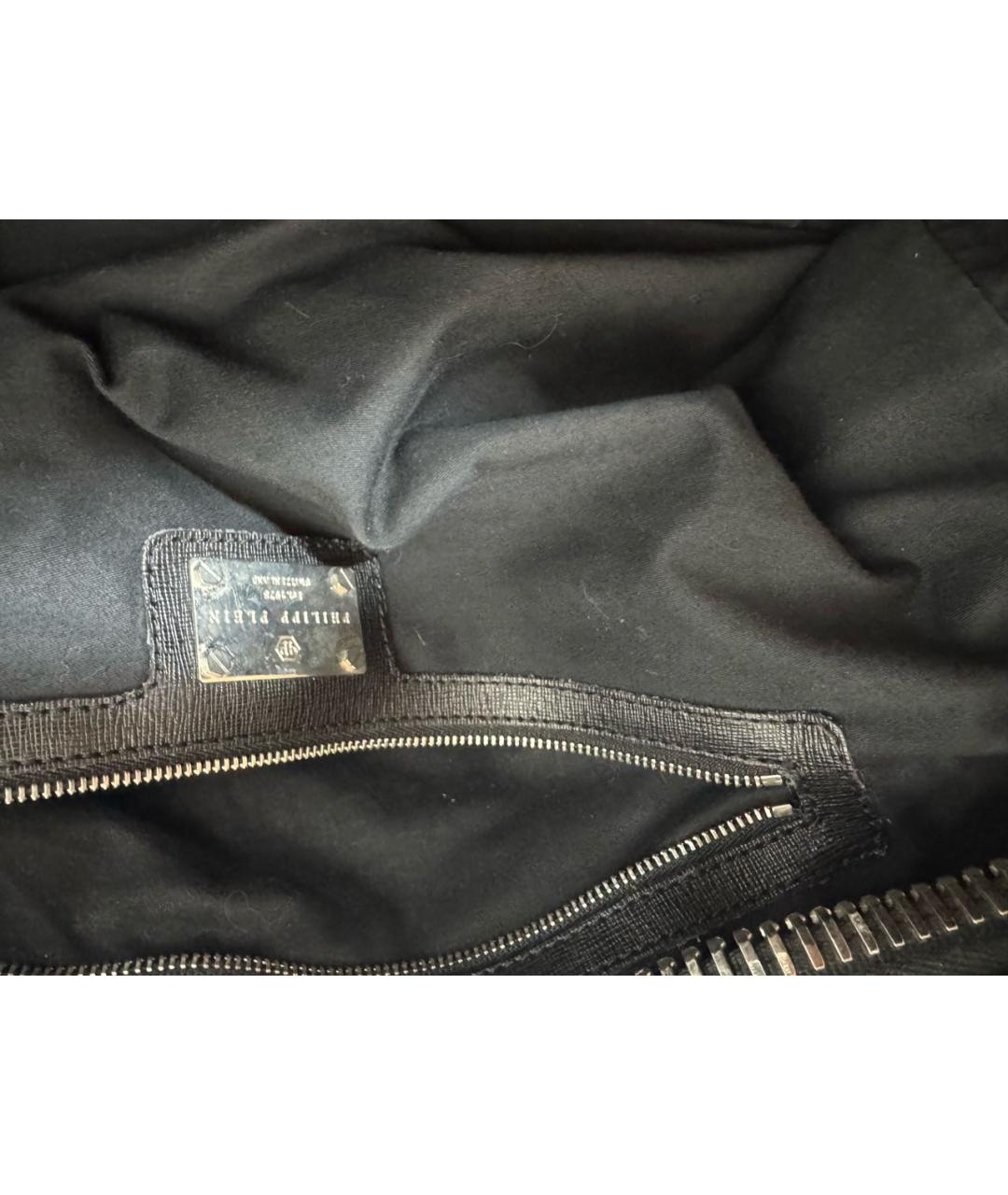 PHILIPP PLEIN Черная кожаная сумка тоут, фото 4