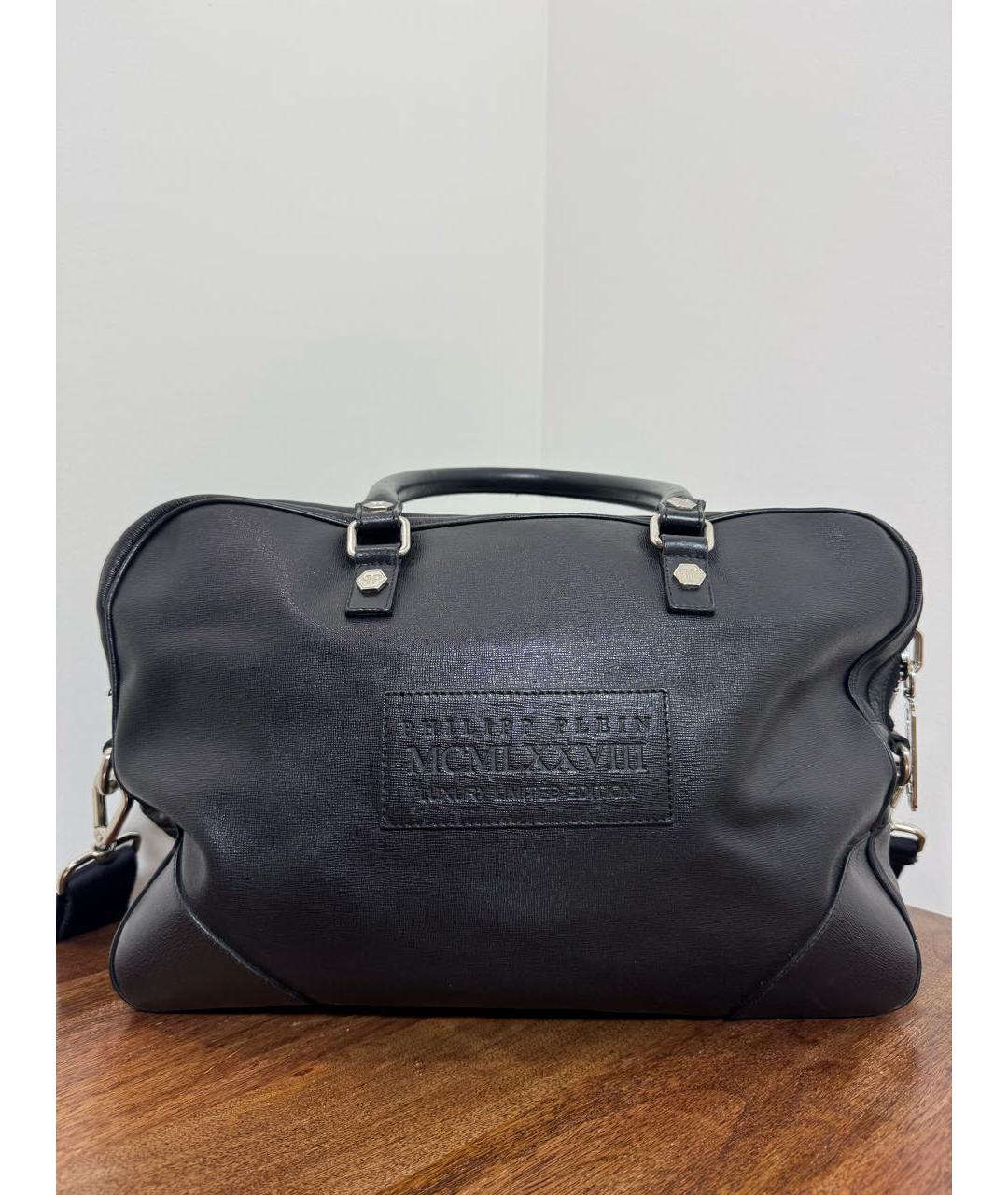 PHILIPP PLEIN Черная кожаная сумка тоут, фото 3