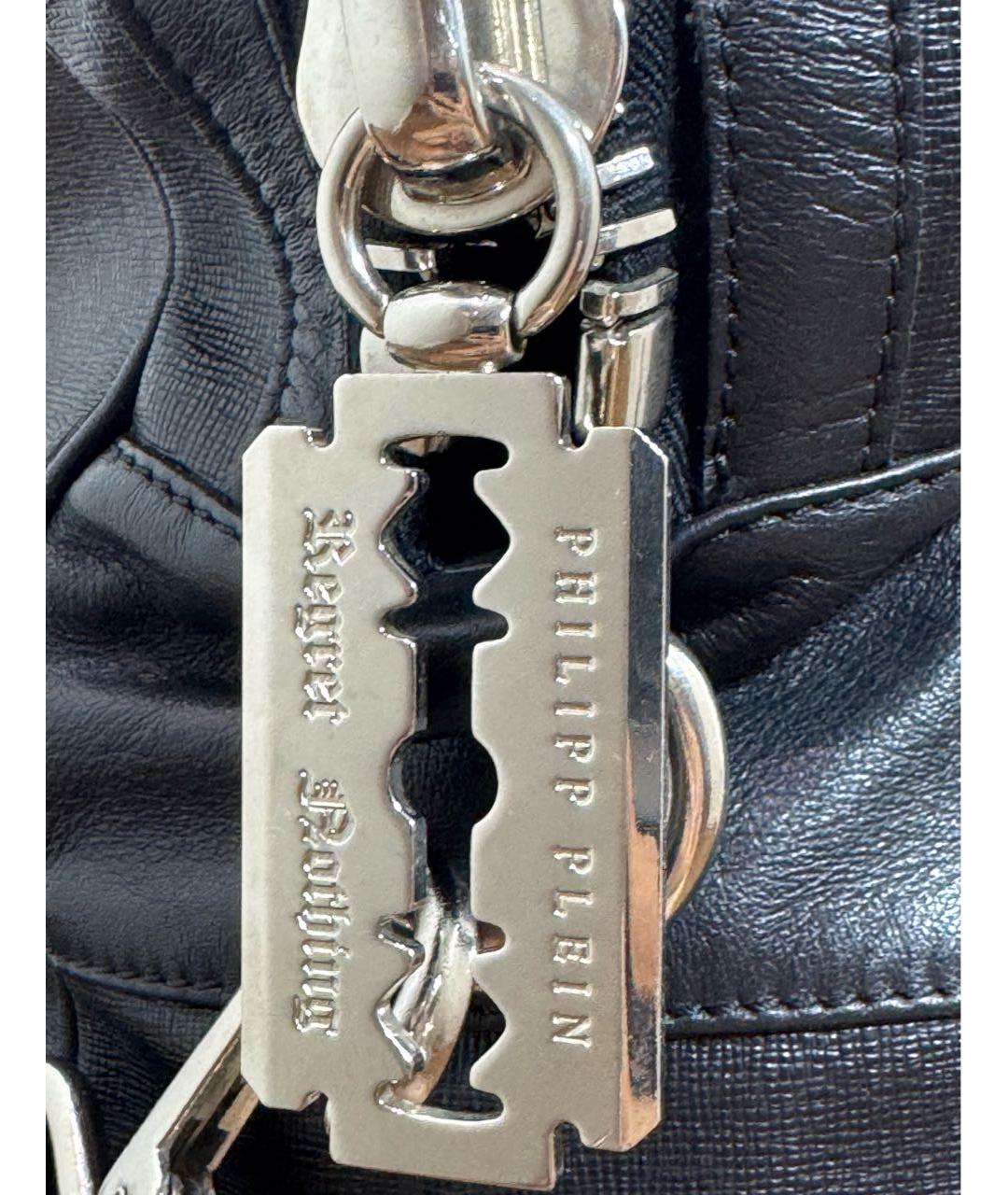 PHILIPP PLEIN Черная кожаная сумка тоут, фото 6